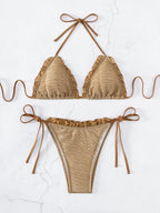 Women's Solid Color Stringy Selvedge Sexy Bikini - DanaFashionstore