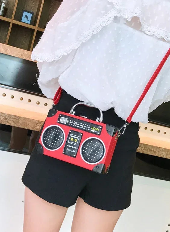 Sequins box bag radio handbag bright surface Harajuku wind Messenger bag - DanaFashionstore