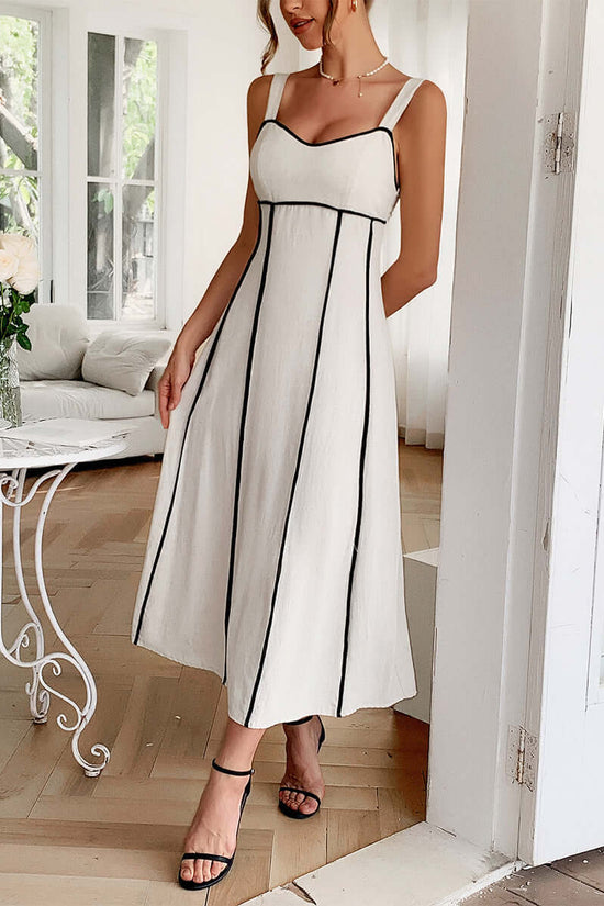 European And American Leisure Vacation Style Seaside Atmosphere Sling Dress $59.90 Dana Fashion Color: Apricot Size: L Women's clothing Product information: Pattern: solid color Skirt type: suspender skirt Color: apricot, green, brick red, navy blue Waist