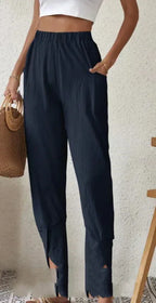Solid Color Casual Jogger Loose Pockets Diablement Fort Skinny Pants For Women - DanaFashionstore