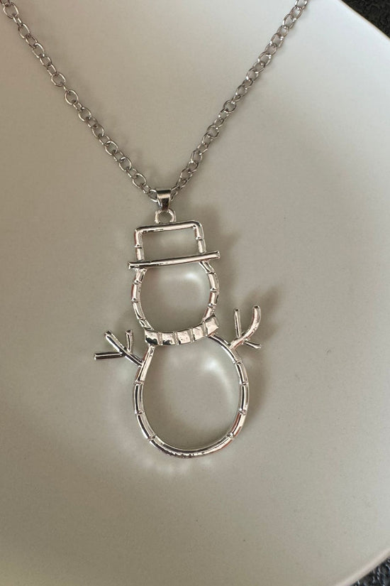 Personalized Snowman Earrings And Pendant Fashion Simple Christmas Hollow Necklace For Women Jewelry
