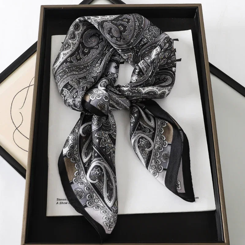 Artificial Silk Striped High-grade Korean Style Stylish Beach Arm Bag Silk Scarf - DanaFashionstore