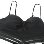 Women's Solid Color European And American Lace Up One-piece Bikini
