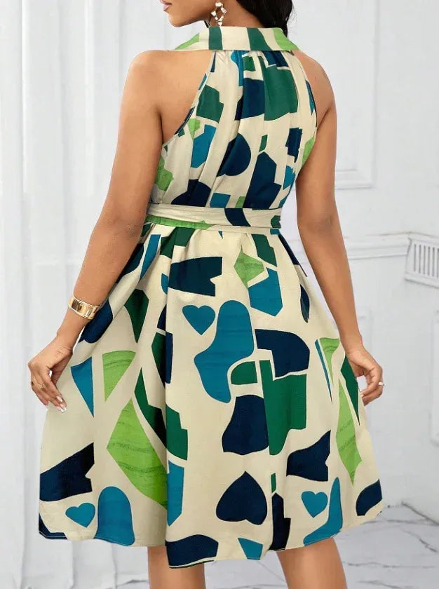 Casual Summer Vacation Dress Women 2026 - High Waist Flared Dress - DanaFashionstore