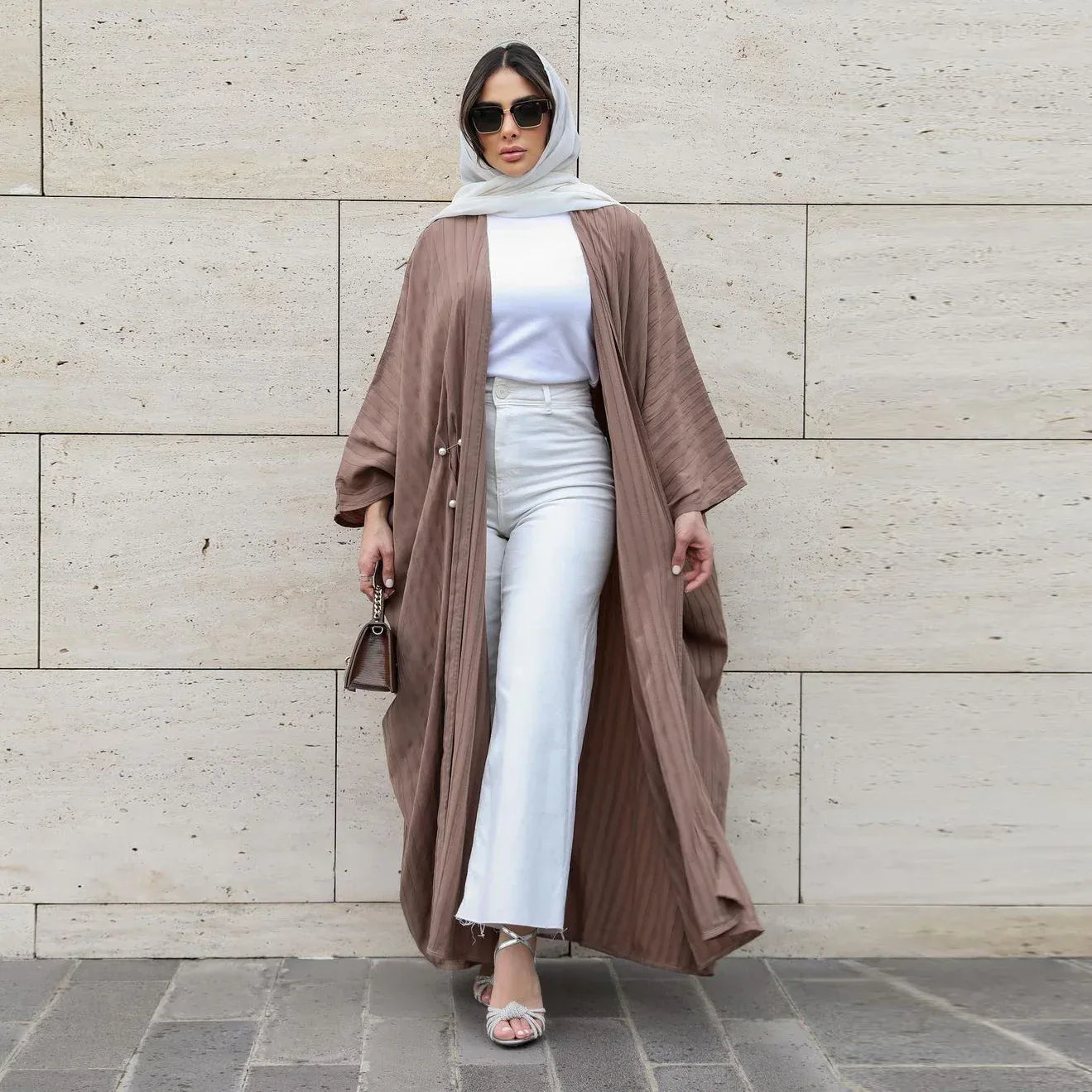 Muslim Women's Wear Modest Modern Fashion Turkish Striped Casual Plus Size Abaya Cardigan Robe - DanaFashionstore