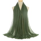 Pleated Viscose Yarn Monochrome Scarf Natural Wrinkled Cotton And Linen Burrs - DanaFashionstore