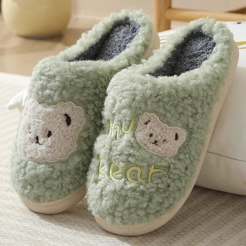 Bear Slippers Winter Warm House Shoes For Women Couple - DanaFashionstore