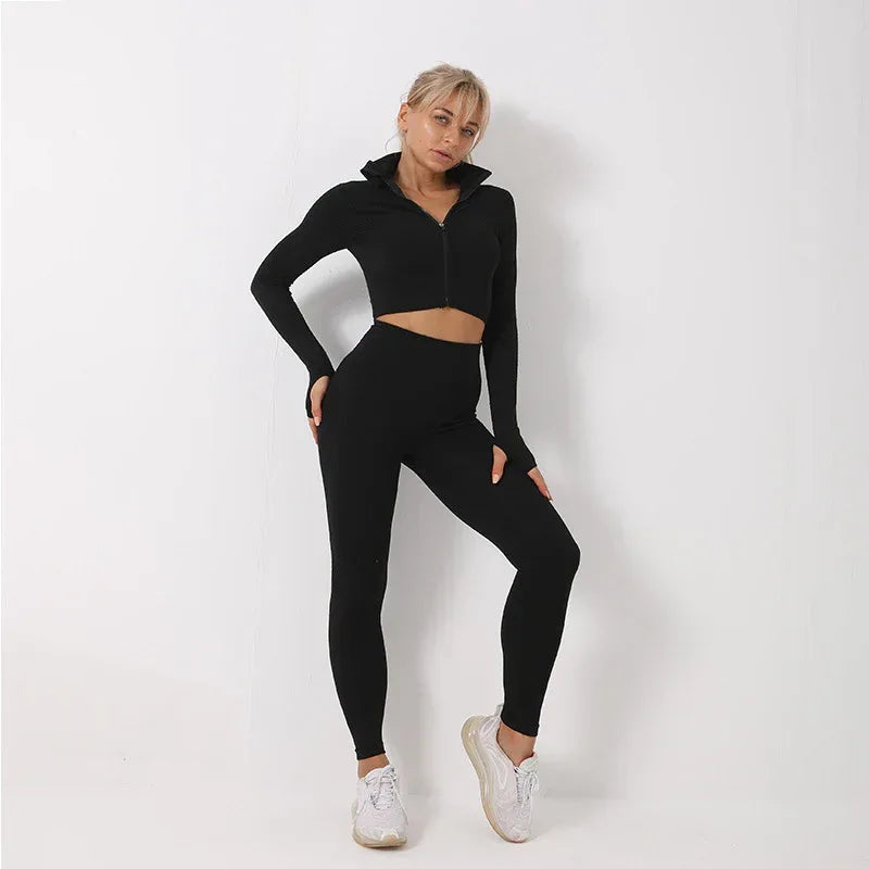 3PCS Yoga Set Seamless Sport Set Women Gym Clothing Leggings Women Crop Top Sports Bra Women Fitness Gym Set Womens Outfits Tracksuit - DanaFashionstore