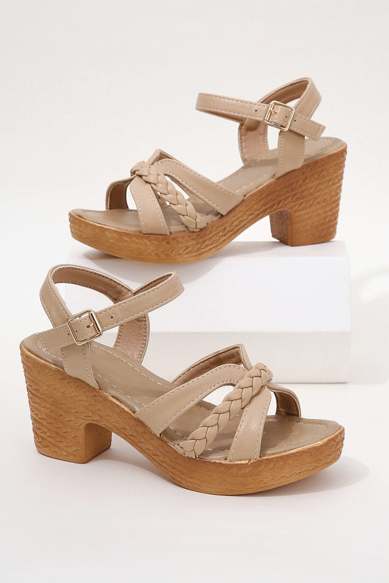 Foreign Trade Round Head Chunky Heel Ankle-strap Buckle Sandals