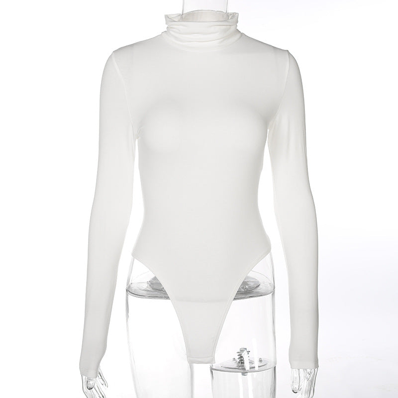 Slim-fit base high-neck jumpsuit