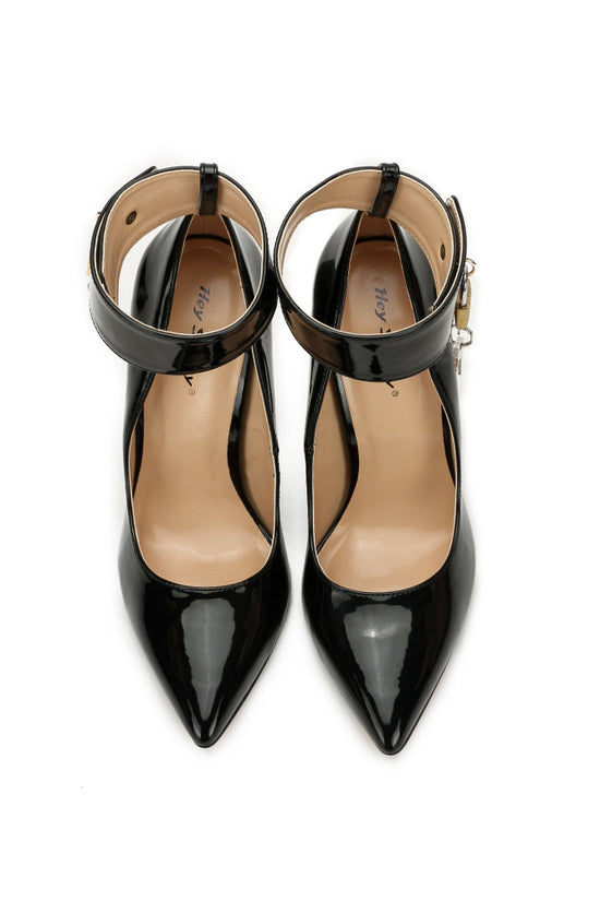 Ladies Lock Stiletto 12cm Pointed High Heels