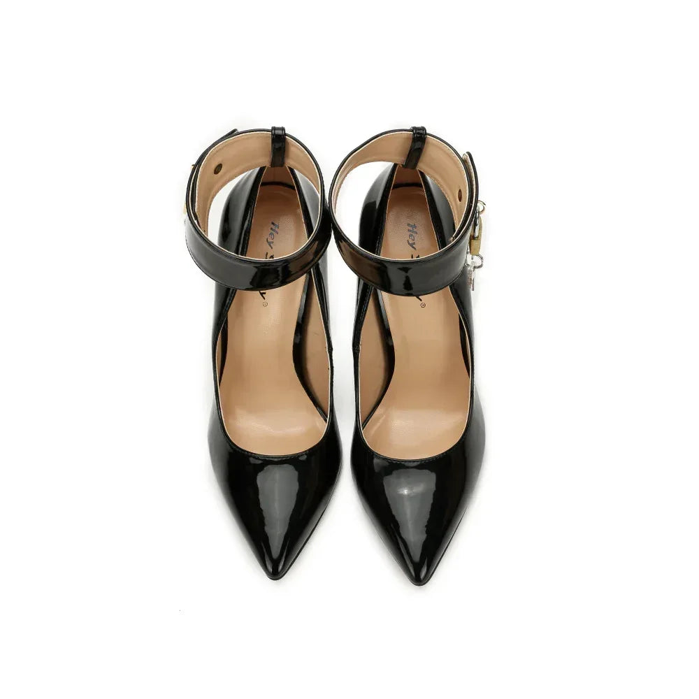 Ladies Lock Stiletto 12cm Pointed High Heels - DanaFashionstore