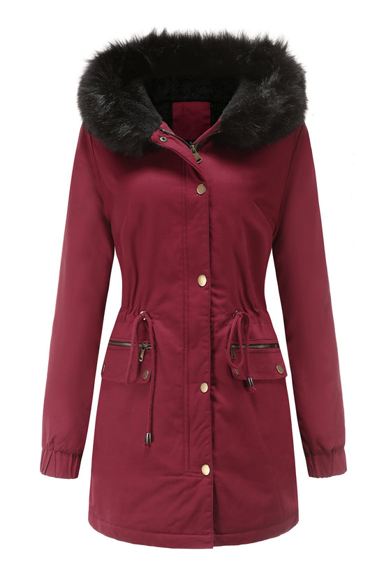 Women's Mid-length Fur Collar Coat Parker Cotton-padded Coat