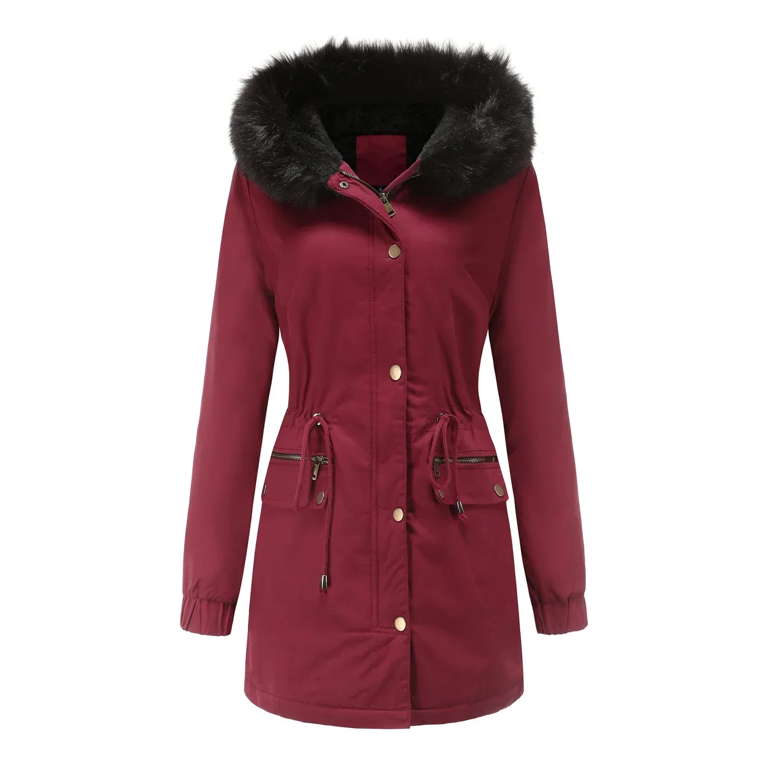 Women's Mid-Length Fur Collar Parker Coat 2026 - Cotton-Padded Jacket - DanaFashionstore