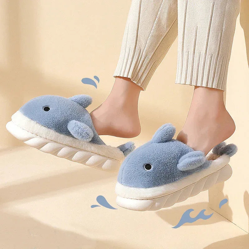 Shark Slippers Soft Sole Furry Shoes Home Bedroom Slippers Women - DanaFashionstore