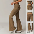 Wool Pleated Yoga Fold High Waist Running Sports Skinny Versatile Bell-bottom Pants Women - DanaFashionstore