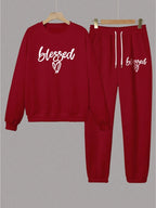Hoodie Two-Piece Fashion Warm Plus Fleece Round Neck Sweatshirt