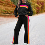 Fleece-lined Thick Rainbow Sweater Suit Women
