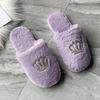 Women's winter home warm slippers non-slip soft bottom crown slippers - DanaFashionstore
