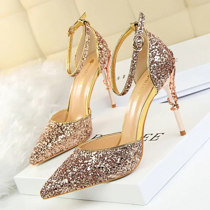 High metallic and sequined heels - DanaFashionstore