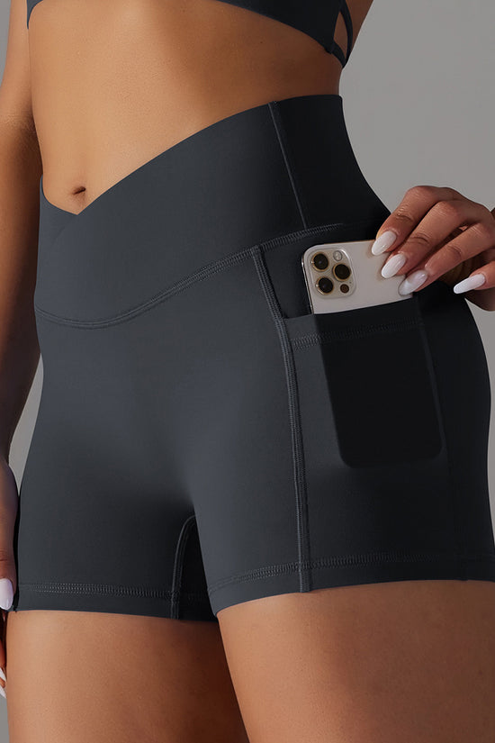 Yoga Shorts With Phone Pocket Design Fitness Sports Pants For Women Clothing