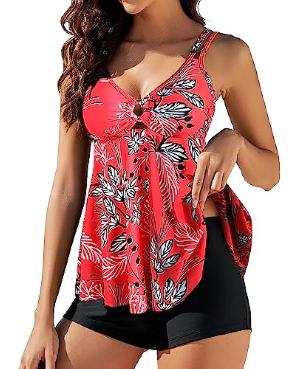 Women's Two-piece Swimsuit Plus Size Printed Suspender Skirt Boxer Bikini - DanaFashionstore