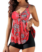 Women's Two-piece Swimsuit Plus Size Printed Suspender Skirt Boxer Bikini - DanaFashionstore