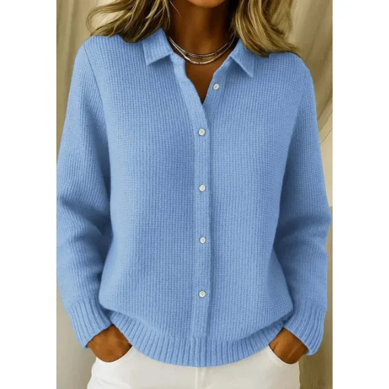 Casual Fashion Button Knitted Lapel Sweater For Women Long Sleeve Knitted Sweaters Tops Winter Jumper - DanaFashionstore