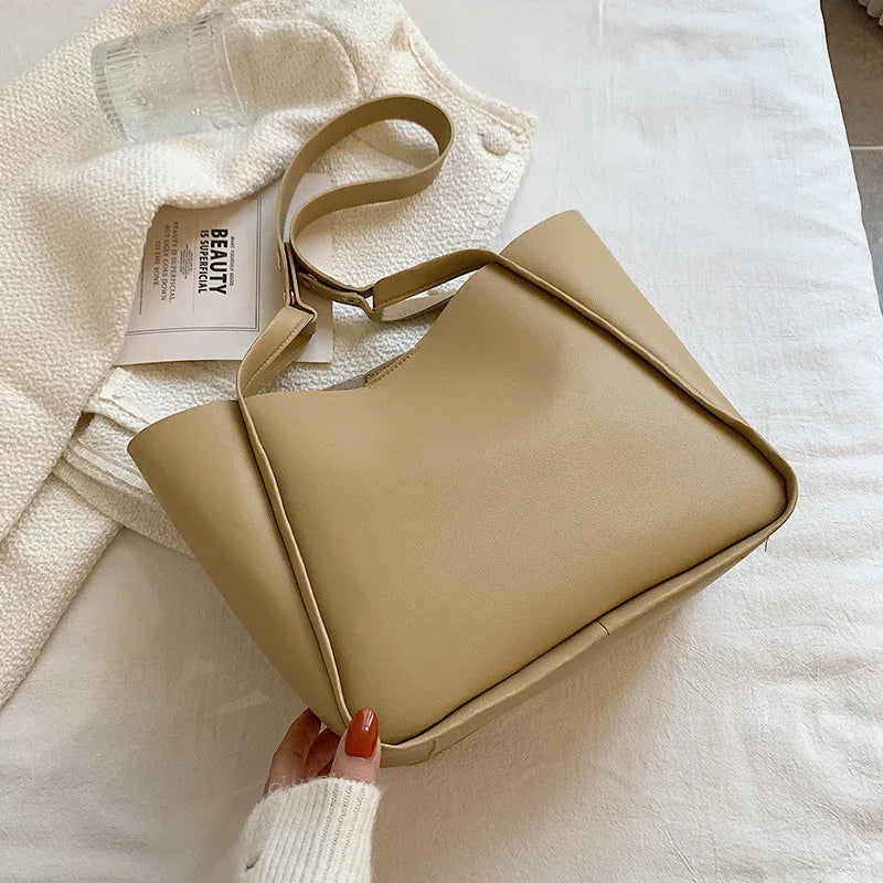 Simple Large Bag Soft Leather Large Capacity One-shoulder Portable Tote Bag - DanaFashionstore