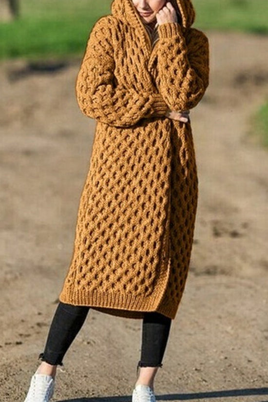 Women Winter Thick Warm Hooded Knitted Cardigan