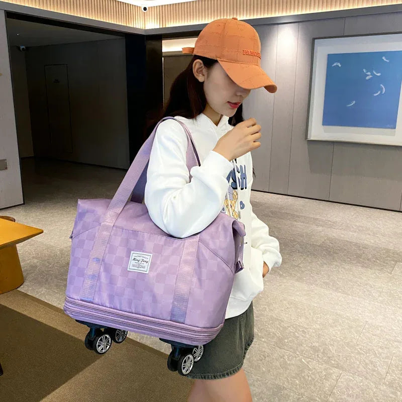 Large Capacity Travel Bags Dry Wet Separation Expansion Double Layer Luggage Totes Women - DanaFashionstore