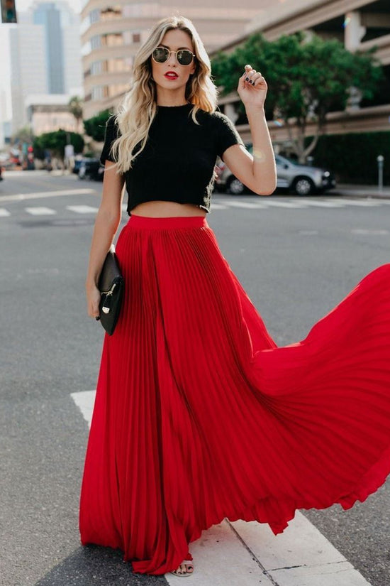 Women fashion casual skirt girls high Waist long skirts
