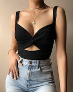 Fashion Twisted Elastic Lace V-neck Halter Sling - DanaFashionstore