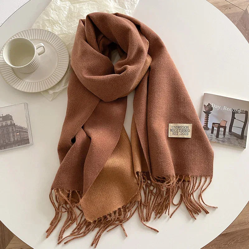 Double-sided Artificial Cashmere Scarf Women's Winter Warm Couple - DanaFashionstore