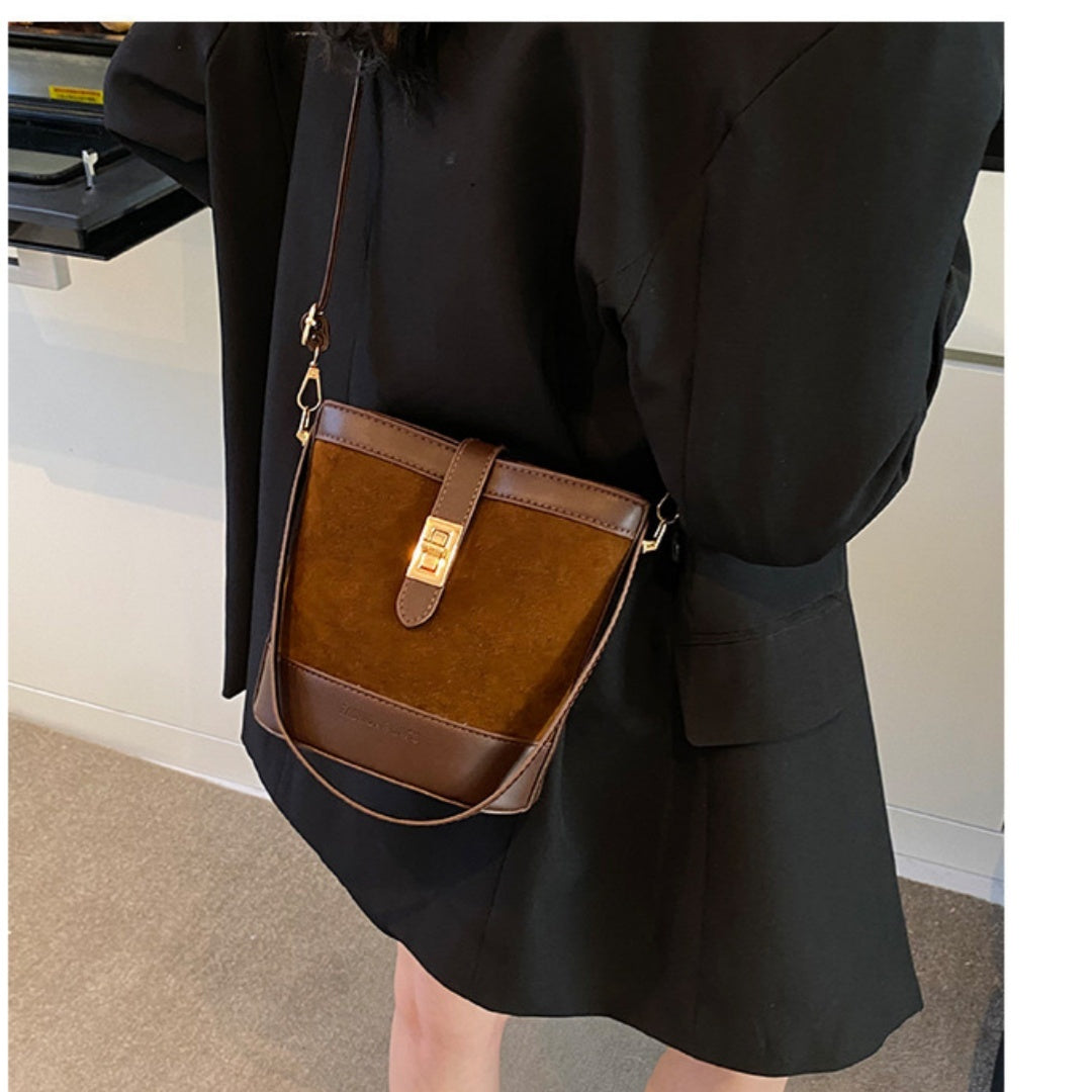 Suede Portable Bucket Bag Retro Crossbody - Dana Fashion