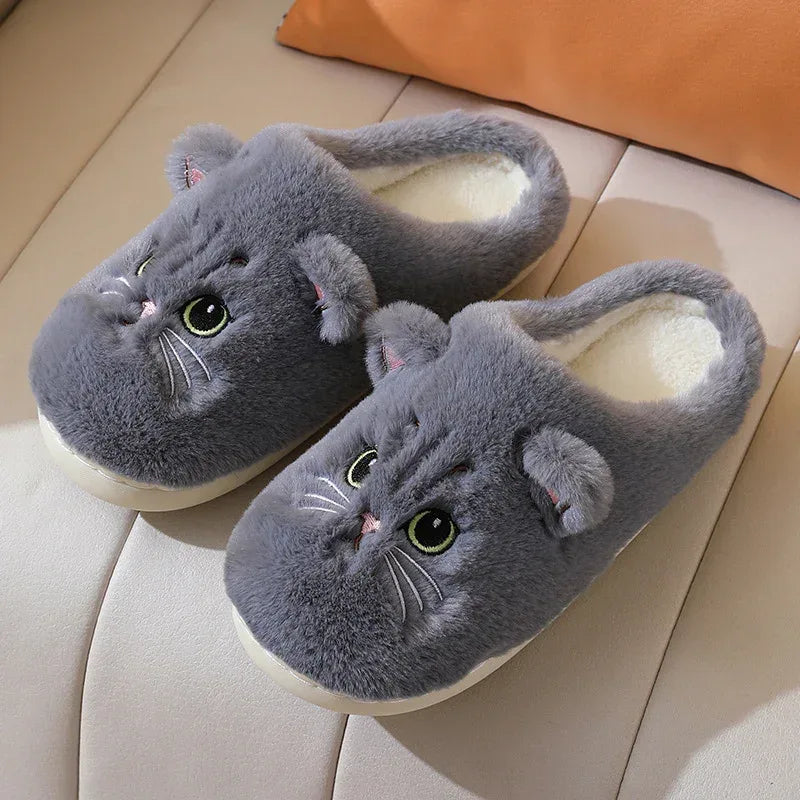 Autumn And Winter Cotton Slippers Men And Women Couple Kitty Cartoon - DanaFashionstore
