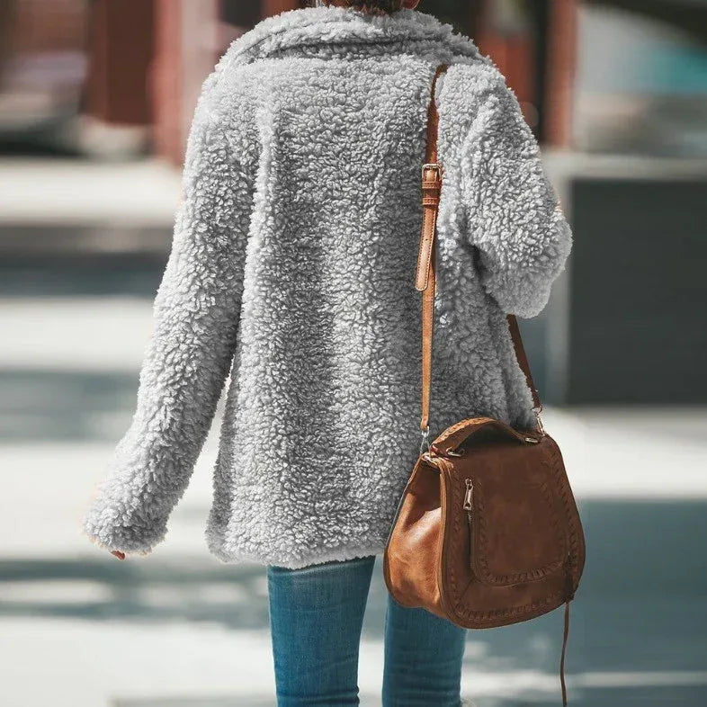 Lapel Fluffy Faux Fur Jacket 2026 - Long Sleeve Furry Overcoat - DanaFashionstore