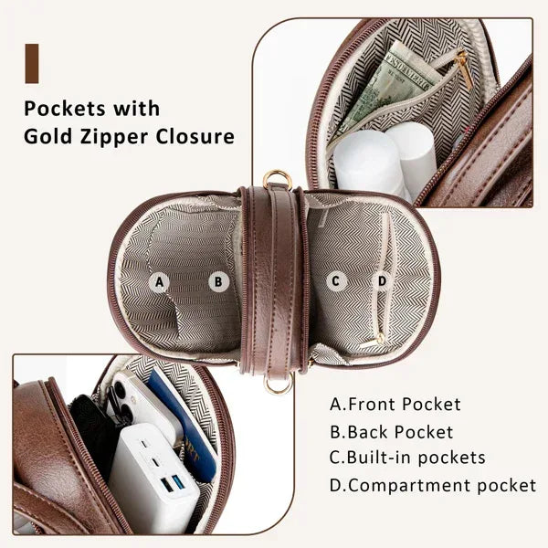 Small Crossbody Bag For Women With Handle And Adjustable Strap, Cell Phone Purse Cross Body With 2 Zipper Pockets-Coffee - DanaFashionstore