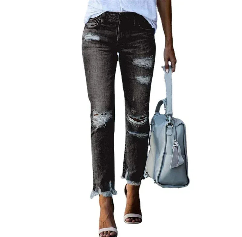 Women's Plus Size Ripped Jeans Trousers - DanaFashionstore