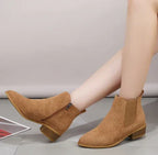 Pointed Suede Elastic Band, Thick Heel Casual Single Shoes For Women - DanaFashionstore