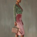 Shiny, Stretchy Velvet Bodycon High-waist Mermaid Skirt - DanaFashionstore