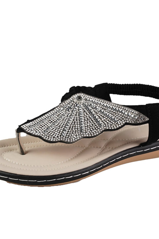 New Rhinestone Shell Flip-Flops Sandals Summer Beach Shoes For Women Fashion Casual Low Heel Flat Slides Slippers
