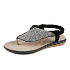 New Rhinestone Shell Flip-Flops Sandals Summer Beach Shoes For Women Fashion Casual Low Heel Flat Slides Slippers - DanaFashionstore