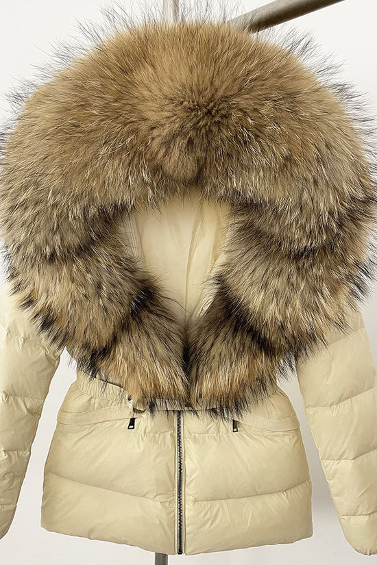 Short Women's Thickened Slim Fit Waist-tight Fur Down Jacket