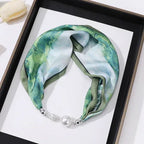 Magnetic Buckle Silk Women Scarf Pearl Necklace - DanaFashionstore