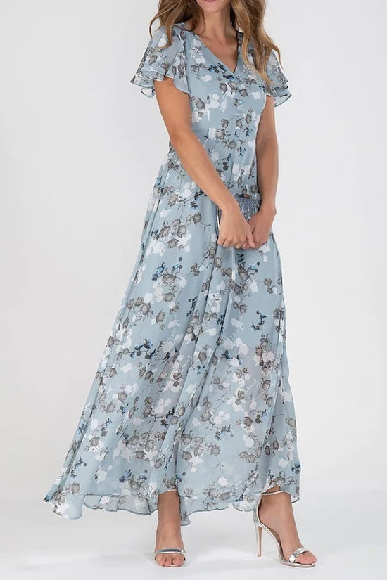 Flowers Print Short Sleeve Dress Summer Fashion Ruffle Beach Dresses Women's Clothing