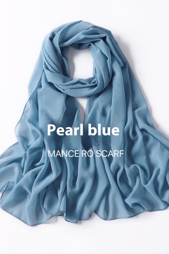 Pure Color Pearl Chiffon Scarf Headcloth Veil Chiffon Scarf