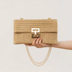 Bag Women's Vacation Style Multi-compartment Chain Flap Screw Lock Straw Bag - DanaFashionstore