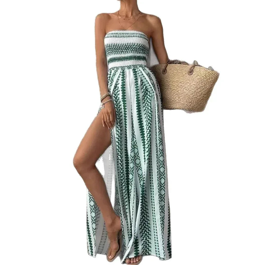 Fashion Tube Top Split Jumpsuit 2026 - Stylish Printing Jumpsuit - DanaFashionstore