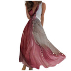 Summer New V-neck Fashion Digital Printing Maxi Dress